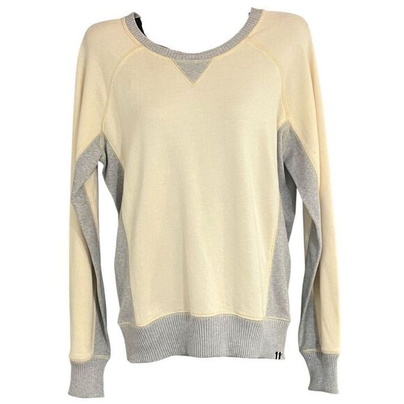 Sperry Woman’s Gray & Cream Side Striped 100% Cotton Crew Neck Sweatshirt Sz S D - Picture 1 of 6
